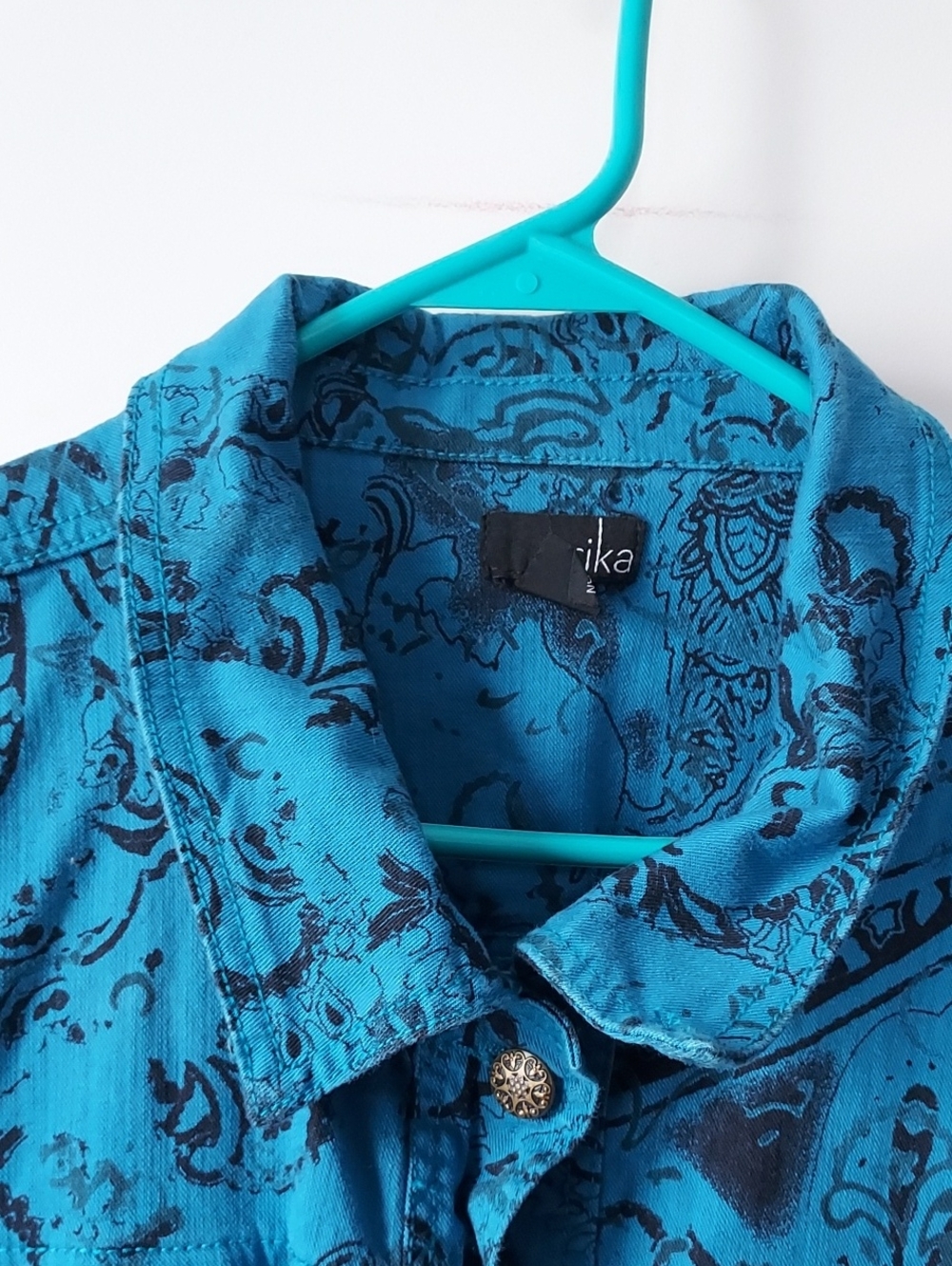 Erika Blue Patterned Button-Up Jacket - Picture 4 of 13